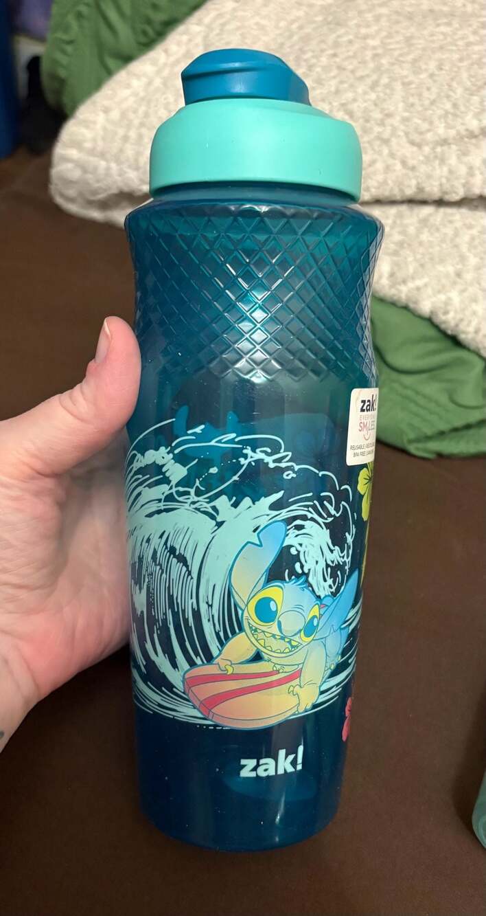 Zak! Stitch Water Bottle 30oz - Blue Bottle W/Blue Cap